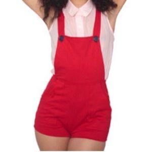 Red American Apparel overalls
